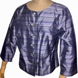 Talbots Silk Striped Blouse/Jacket with 3/4 Sleeves Women’s 10P